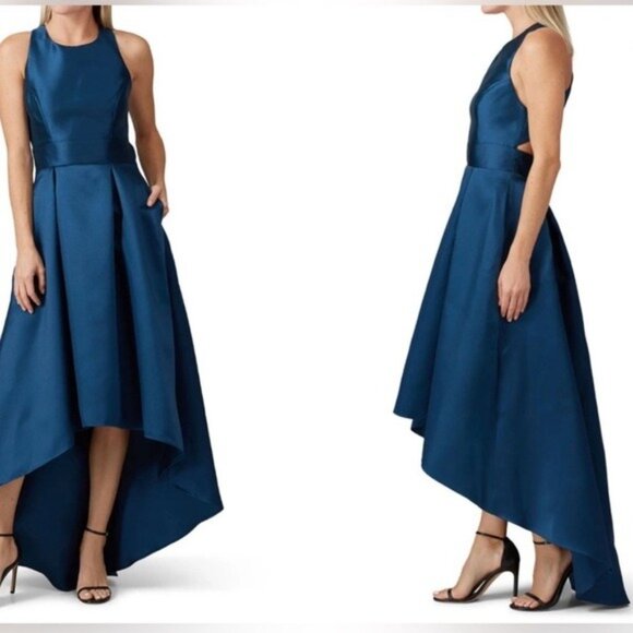 Hutch Teal Cross Back High Low Gown Size 12 US $400 - Picture 12 of 12